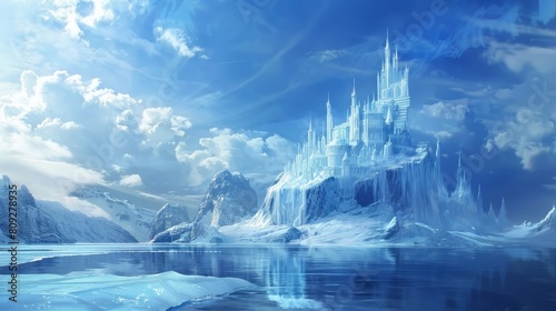 Fantasy ice castle image illustration landscape. © vannet