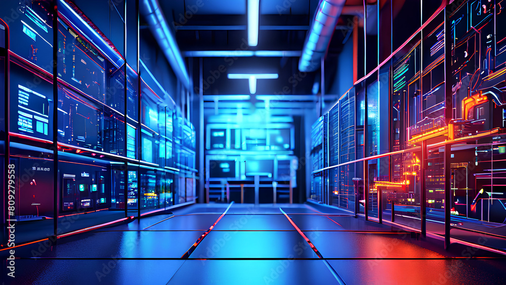 Fototapeta premium Cyber security and firewalling concepts 3d AI PNG