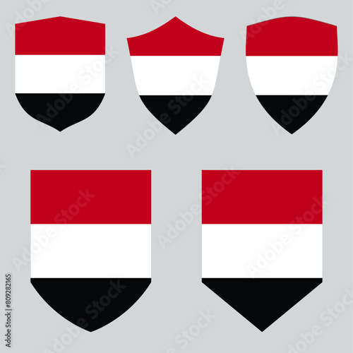 Free Download Set of Yemen Flag in Shield Shape Frame - GFXLoad