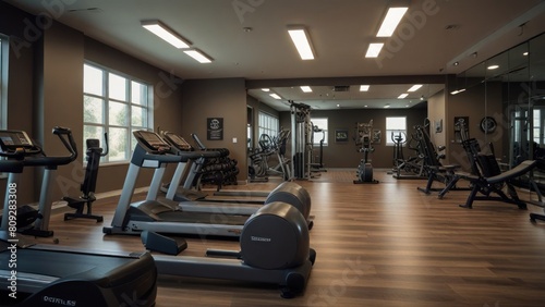Contemporary spotless fitness gym center photo