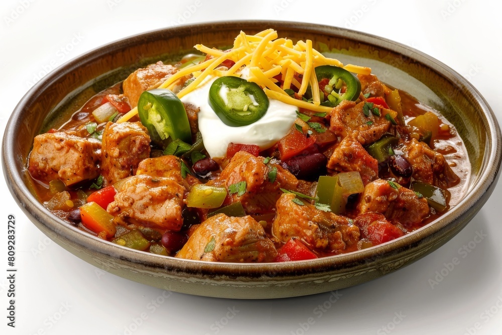 Delicious Pork Loin Chili with Jalapenos and Colorful Bell Peppers
