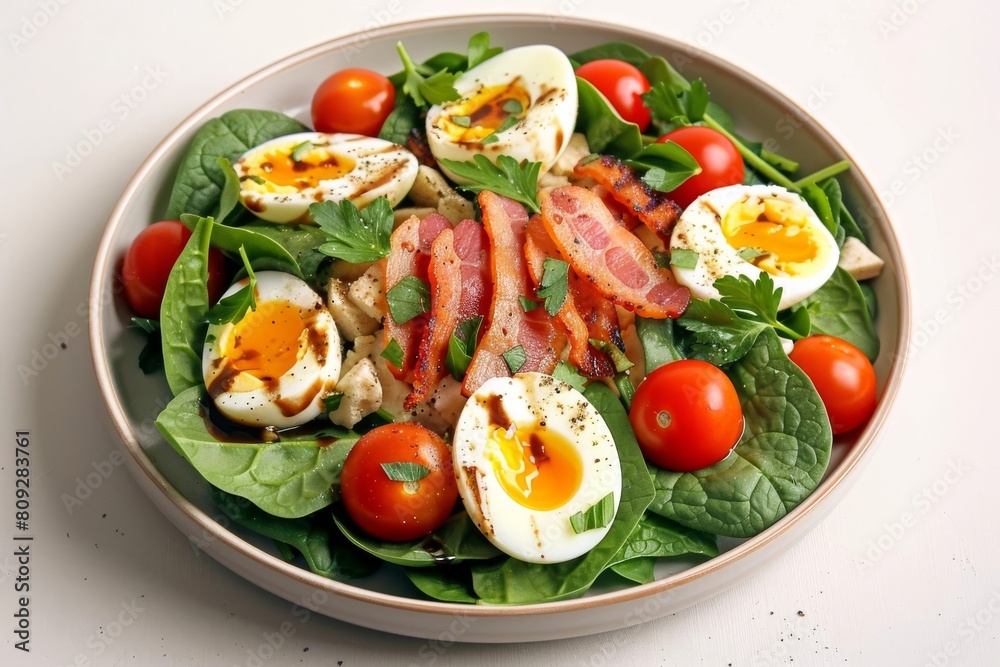 Hearty Spinach Salad with Canadian Bacon and Homemade Dressing Hearty Spinach Salad with Canadian Bacon and Homemade Dressing