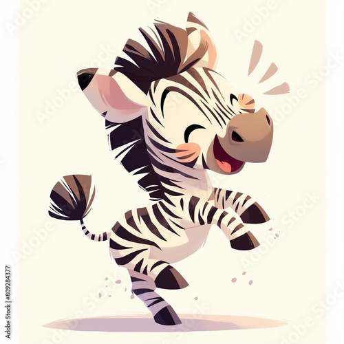 This playful cartoon zebra, captured in mid-dance, spreads joy and excitement, perfect for stories that celebrate diversity and the wonders of the animal kingdom