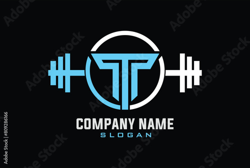 Letter P, T, P, PT, TP, PTP, TPP, PPT OR TTP Logo With barbell. Fitness Gym logo Vector. photo