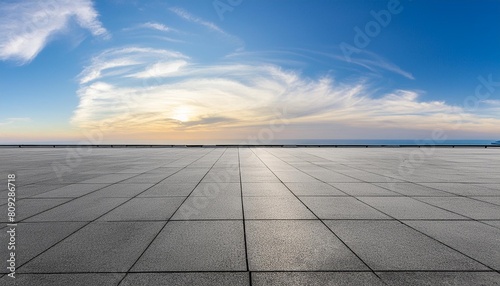 dark concrete floor background infinite horizon sky panoramic scene