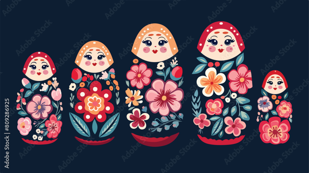 Set of traditional nesting doll. Simple colorful ma