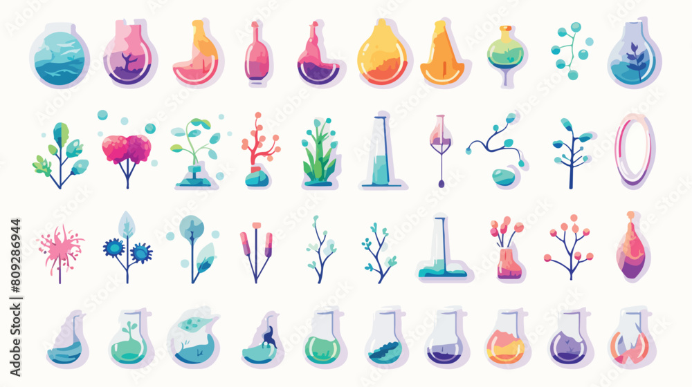 set of trendy flat gradient genetics and biochemist