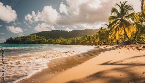 golden sand in la perle beach in guadeloupe