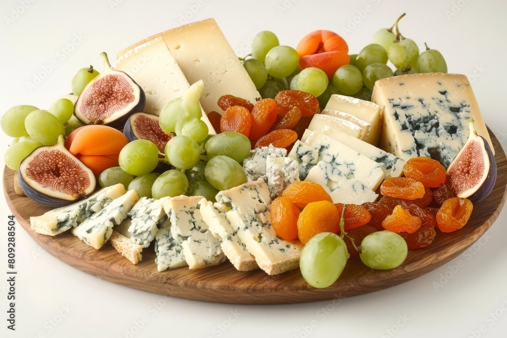 Gourmet Cheese Board with Fresh Fruits and Savory Shortbread Crackers Gourmet Cheese Board with Fresh Fruits and Savory Shortbread Crackers