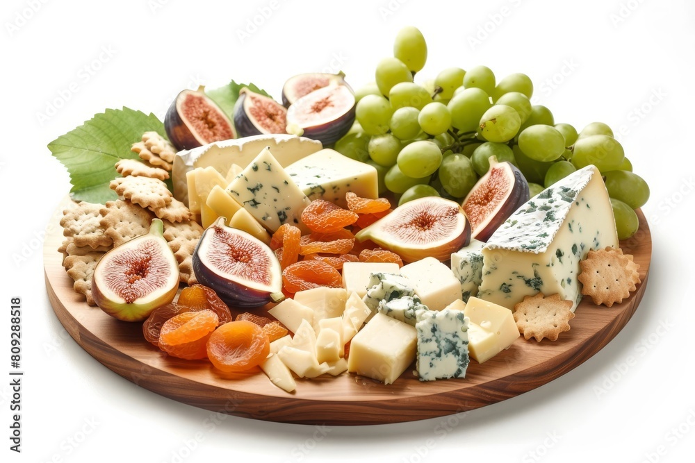 Gourmet Cheese Board with Fresh Fruits and Savory Shortbread Crackers Gourmet Cheese Board with Fresh Fruits and Savory Shortbread Crackers