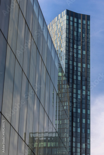 modern apartment building in downtown Manchester