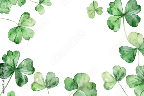 PNG Clover leaf frame watercolor backgrounds plant pattern