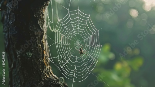 beautiful spider web network on a tree at sunrise in high resolution and high quality. animal concept, spider web, spider, forest