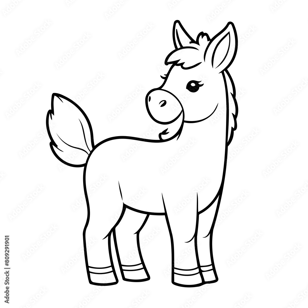 Simple vector illustration of Donkey drawing for children page