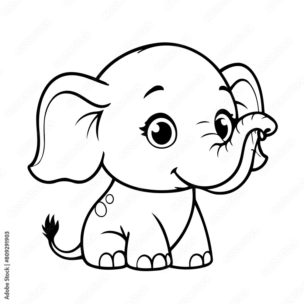 Cute vector illustration Elephant drawing for toddlers colouring page Cute vector illustration Elephant drawing for toddlers colouring page