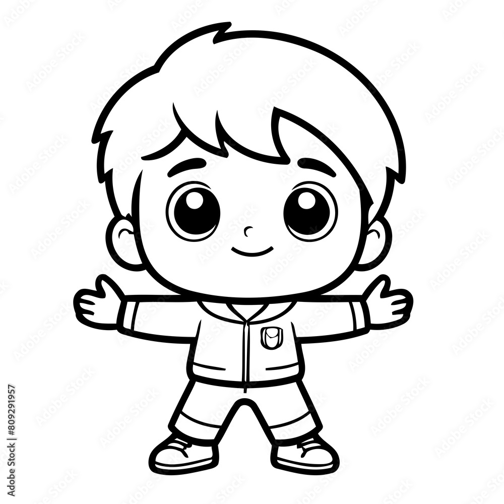 Cute vector illustration Boy hand drawn for kids page