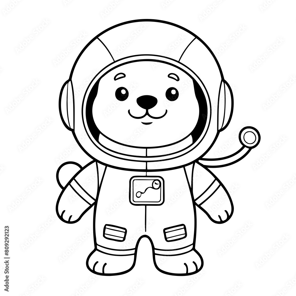 Obraz premium Simple vector illustration of dog for children colouring activity