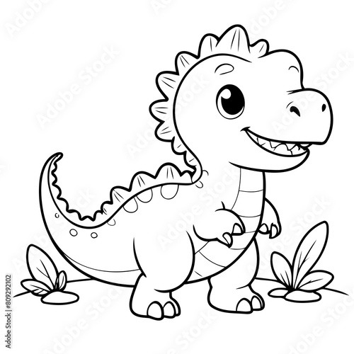 Vector illustration of a cute Dino doodle for children worksheet