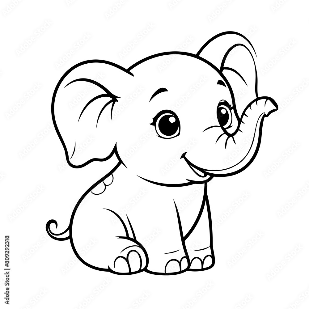 Fototapeta premium Cute vector illustration Elephant for toddlers colouring page