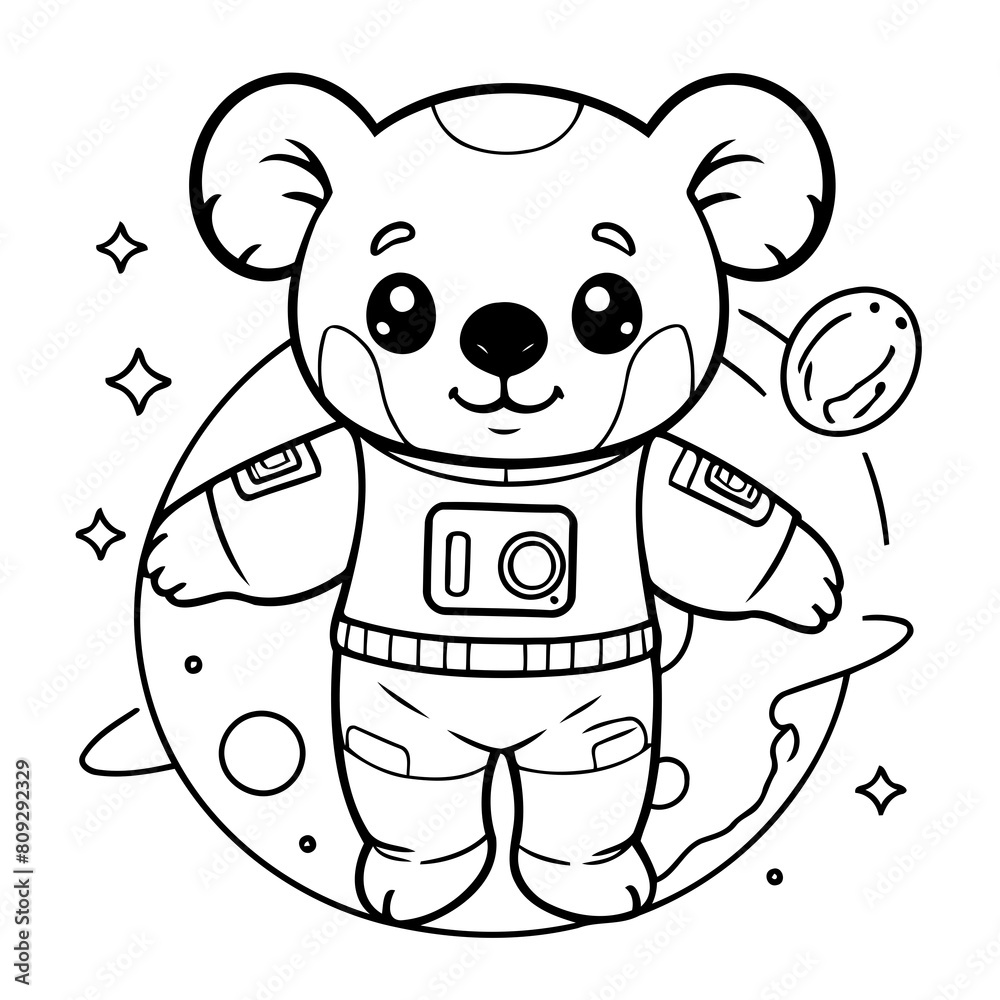 Cute vector illustration koala for kids colouring page