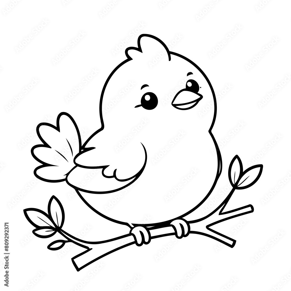 Simple vector illustration of Bird hand drawn for toddlers Simple vector illustration of Bird hand drawn for toddlers