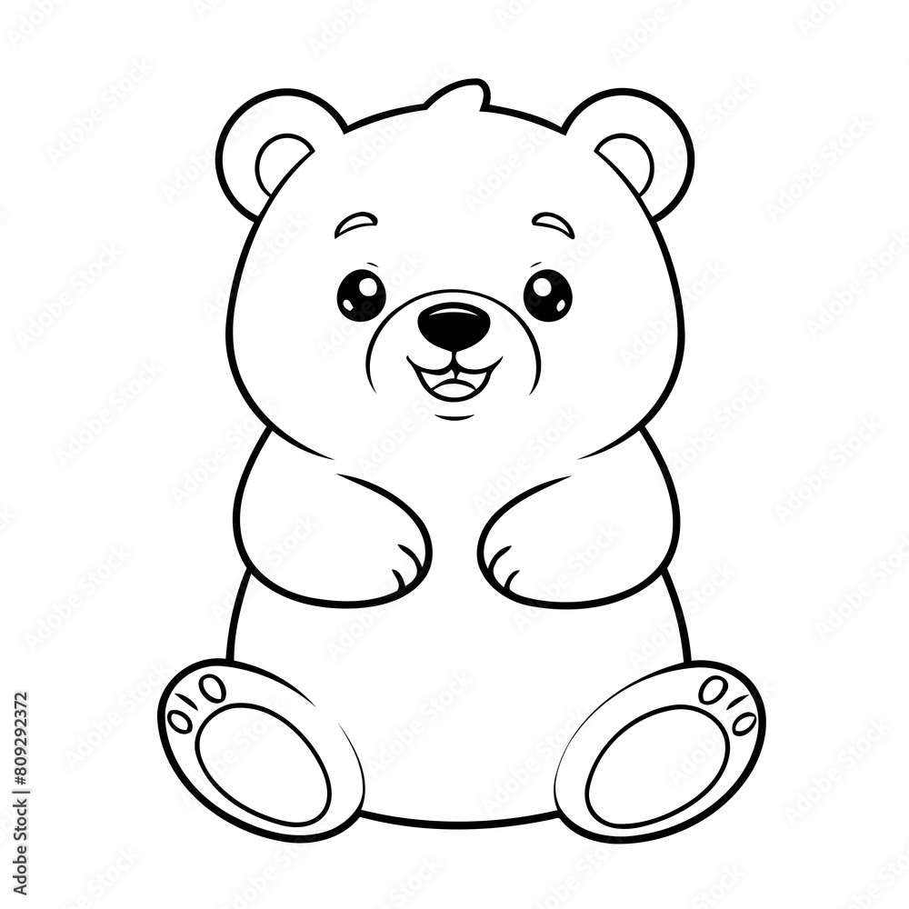 Vector illustration of a cute Bear doodle for kids coloring worksheet