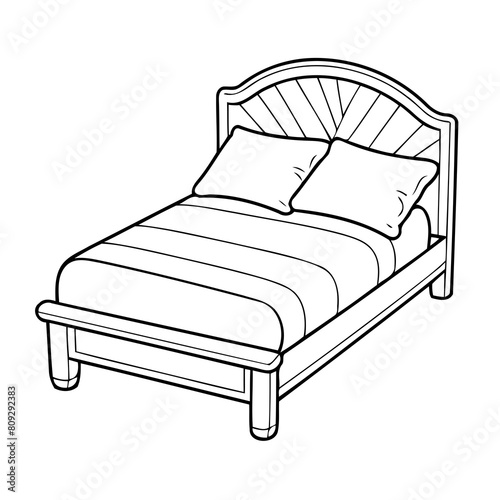 Cute vector illustration Bed doodle black and white for kids page