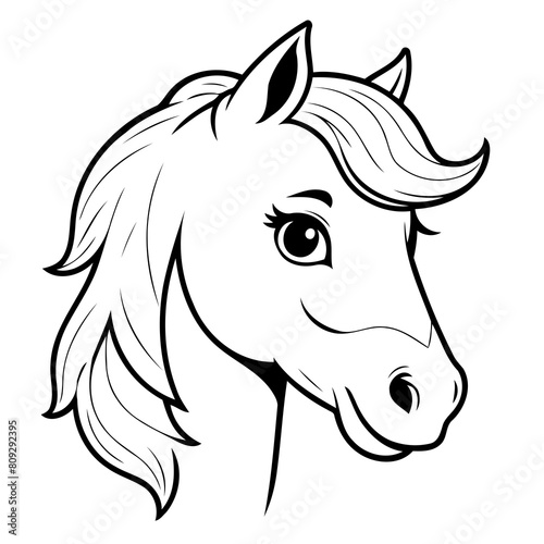 Cute vector illustration Horse for kids colouring worksheet