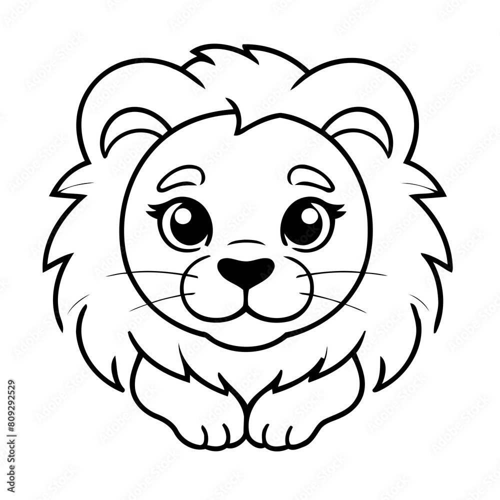 Cute vector illustration Lion colouring page for kids Cute vector illustration Lion colouring page for kids