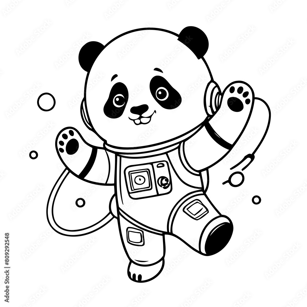 Vector illustration of a cute Panda doodle for kids colouring page Vector illustration of a cute Panda doodle for kids colouring page