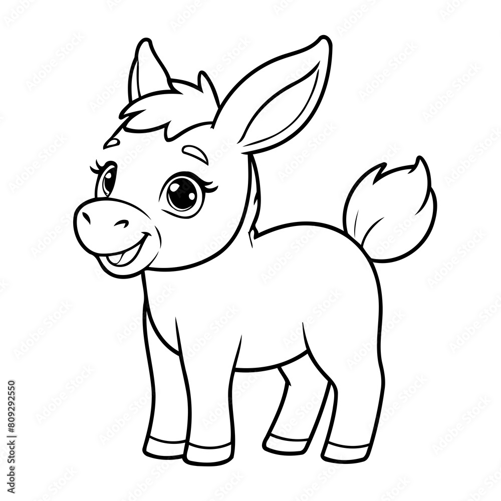 Cute vector illustration Donkey drawing for kids page Cute vector illustration Donkey drawing for kids page