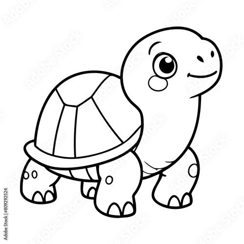 Vector illustration of a cute Turtle drawing for kids page