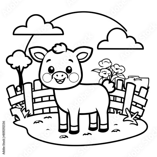Cute vector illustration Farm doodle for children worksheet