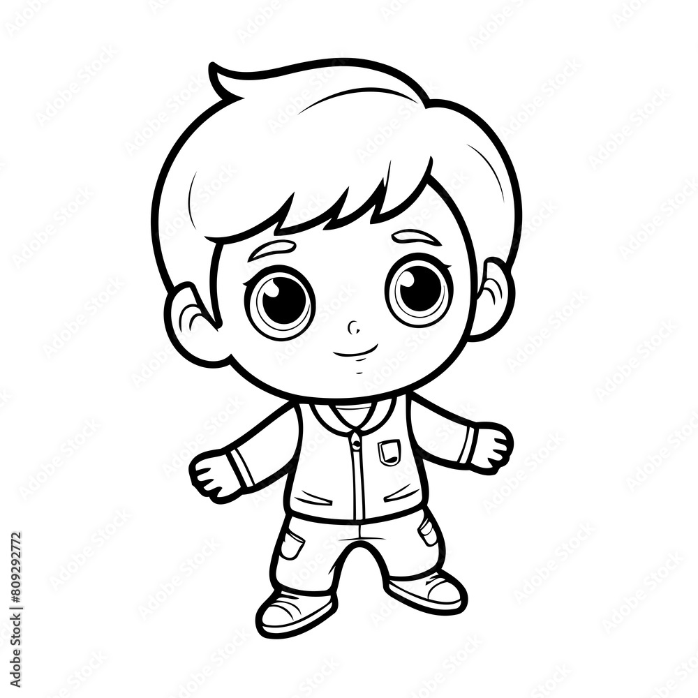 Vector illustration of a cute Boy doodle for kids coloring worksheet Vector illustration of a cute Boy doodle for kids coloring worksheet