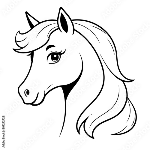 Simple vector illustration of Horse for kids colouring worksheet