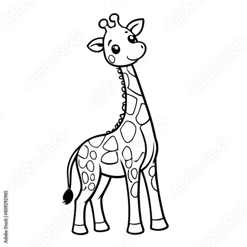 Simple vector illustration of Giraffe doodle for toddlers worksheet