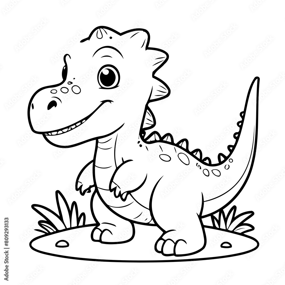 Naklejka premium Simple vector illustration of Dino for children colouring activity