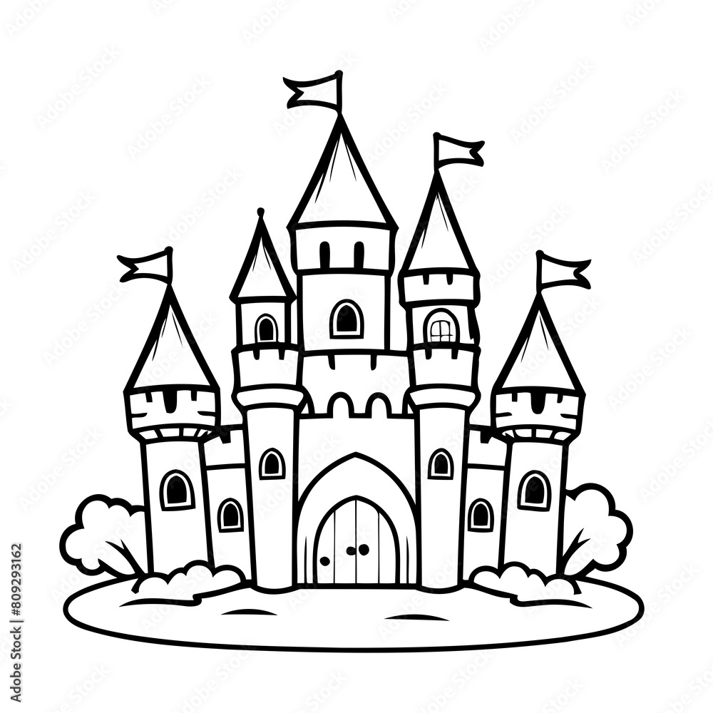 Cute vector illustration Castle doodle for children worksheet
