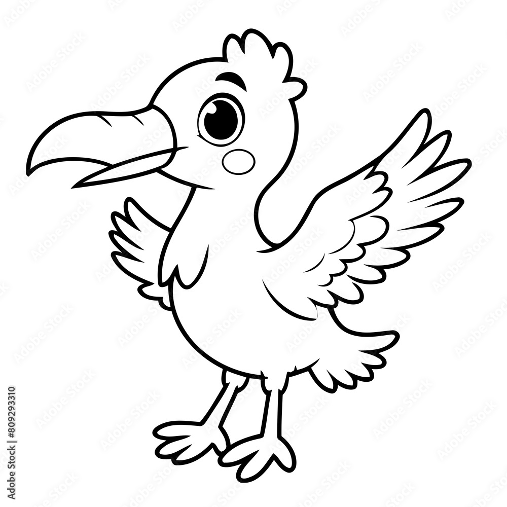 Simple vector illustration of Stork colouring page for kids Simple vector illustration of Stork colouring page for kids