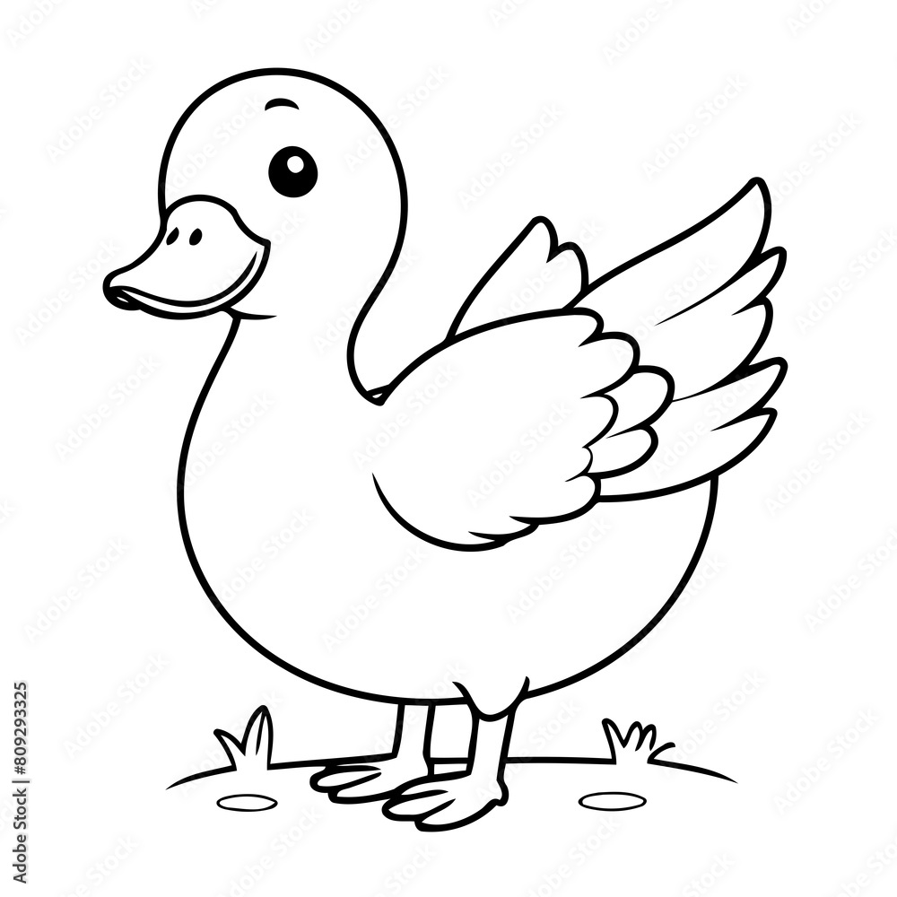 Vector illustration of a cute Goose doodle drawing for kids page Vector illustration of a cute Goose doodle drawing for kids page
