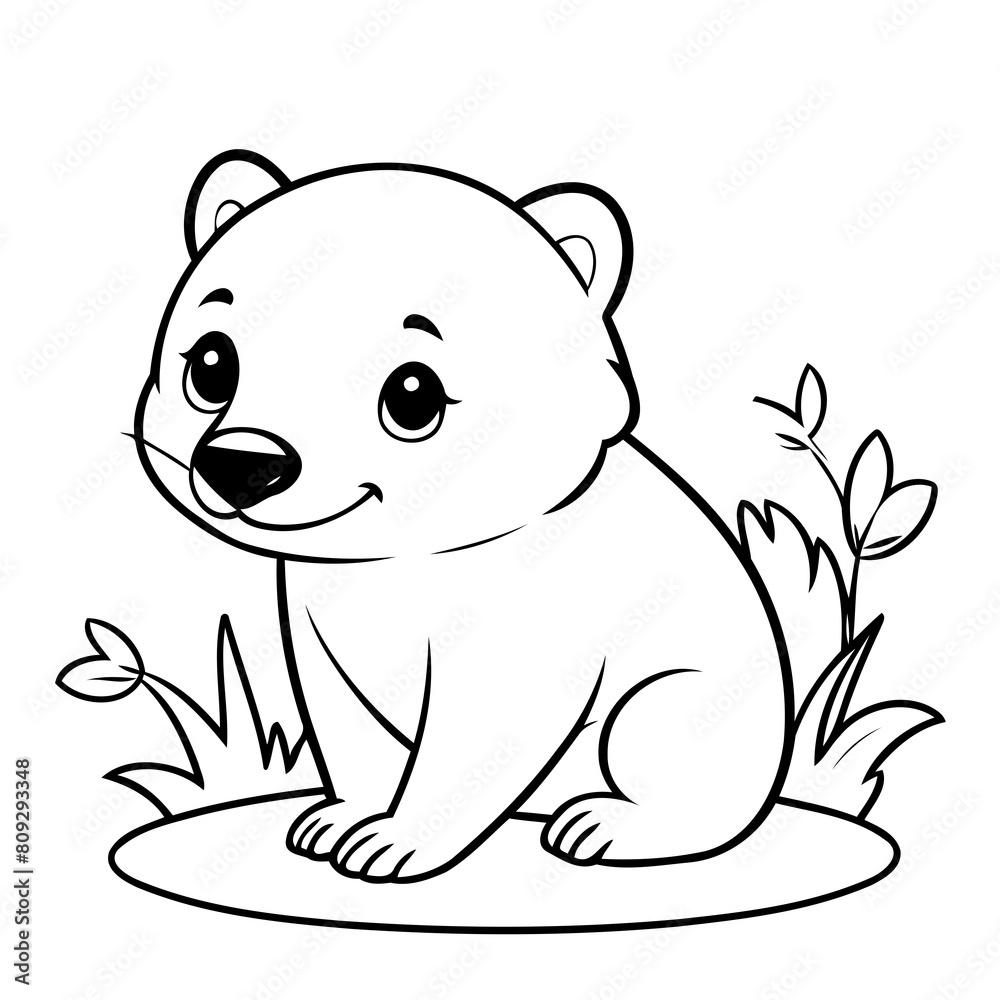 Fototapeta premium Cute vector illustration Badger drawing for toddlers colouring page