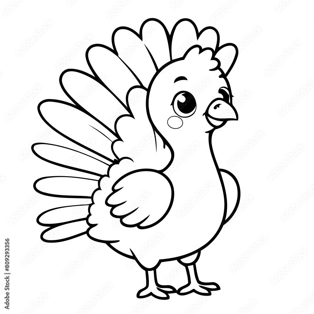 Simple vector illustration of Turkey outline for colouring page