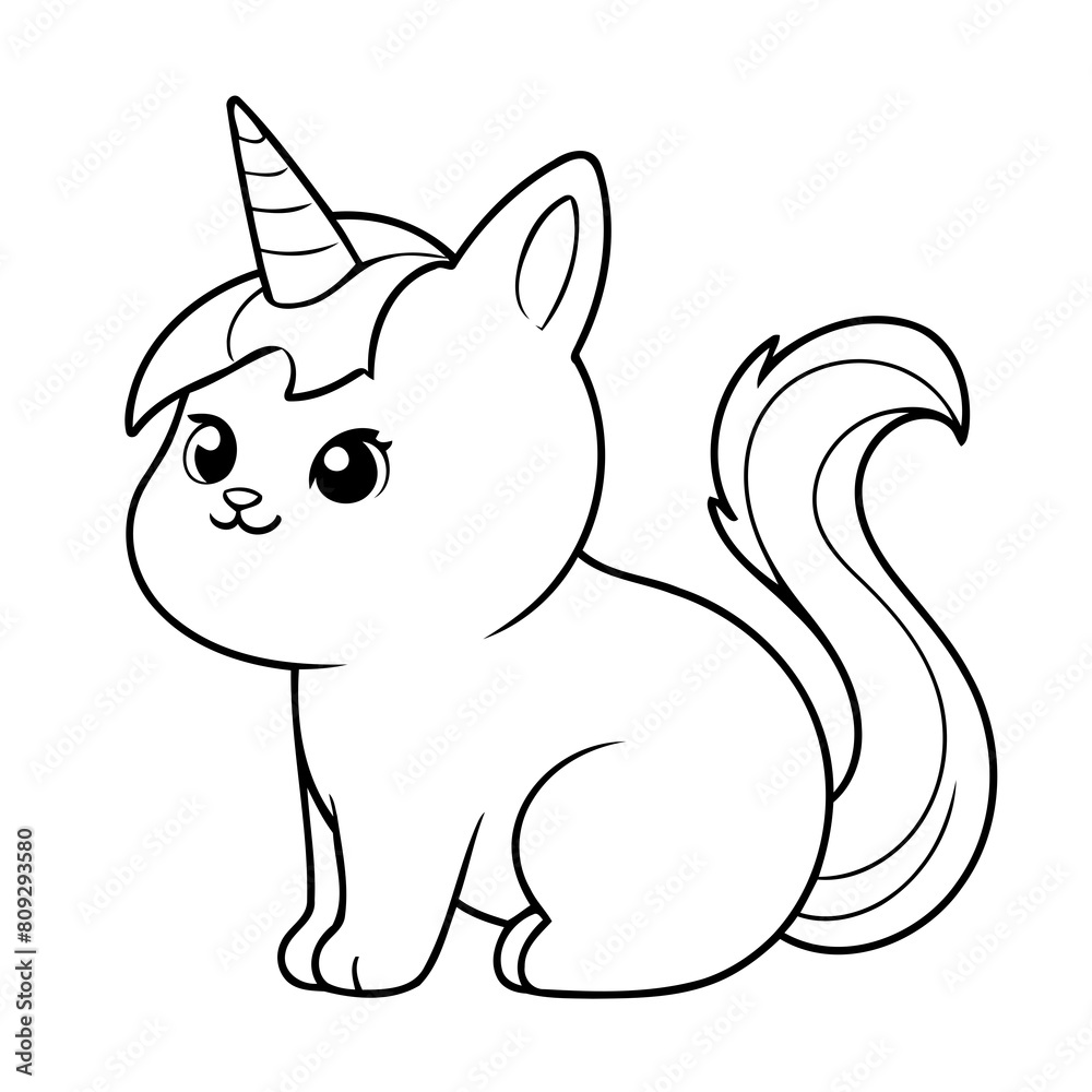 Vector illustration of a cute Caticorn drawing for toddlers coloring activity Vector illustration of a cute Caticorn drawing for toddlers coloring activity