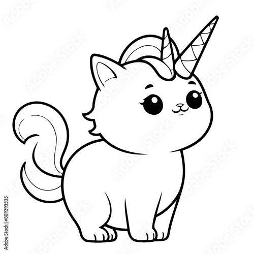 Cute vector illustration Caticorn for kids coloring activity page