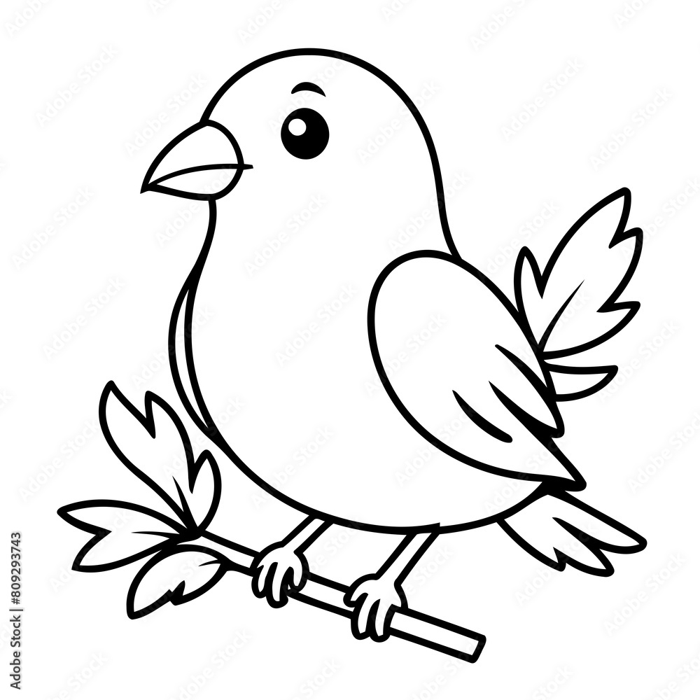 Obraz premium Cute vector illustration ExoticBird hand drawn for kids coloring page