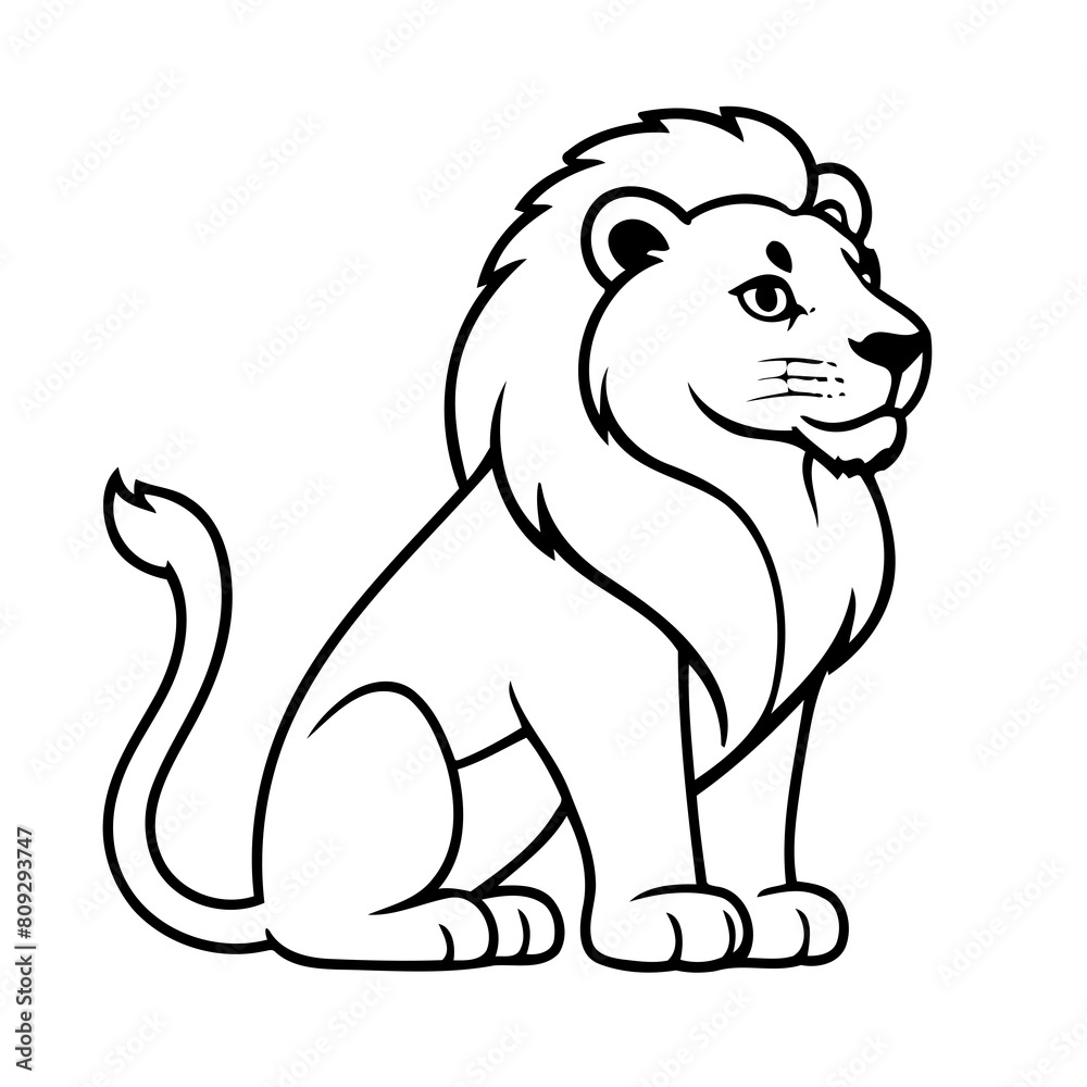 Obraz premium Simple vector illustration of Lion for kids colouring worksheet