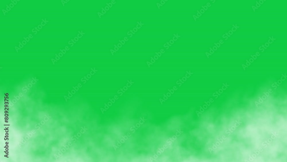 Billowing Mist: Subtle Animated Fog Against Horizontal Green Screen Background, Perfect for Showcasing Objects	