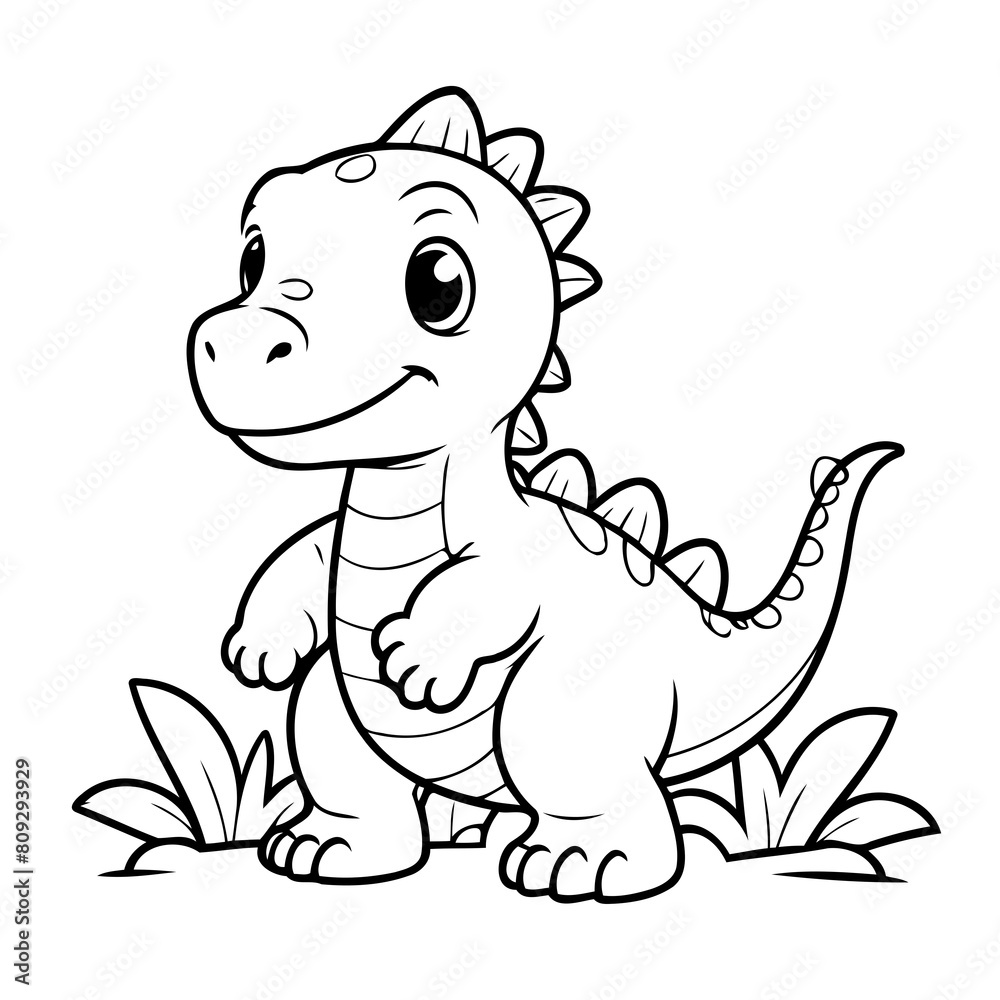 Simple vector illustration of Dino for kids coloring page