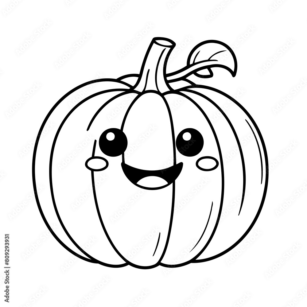 Obraz premium Simple vector illustration of Pumpkin drawing for toddlers book
