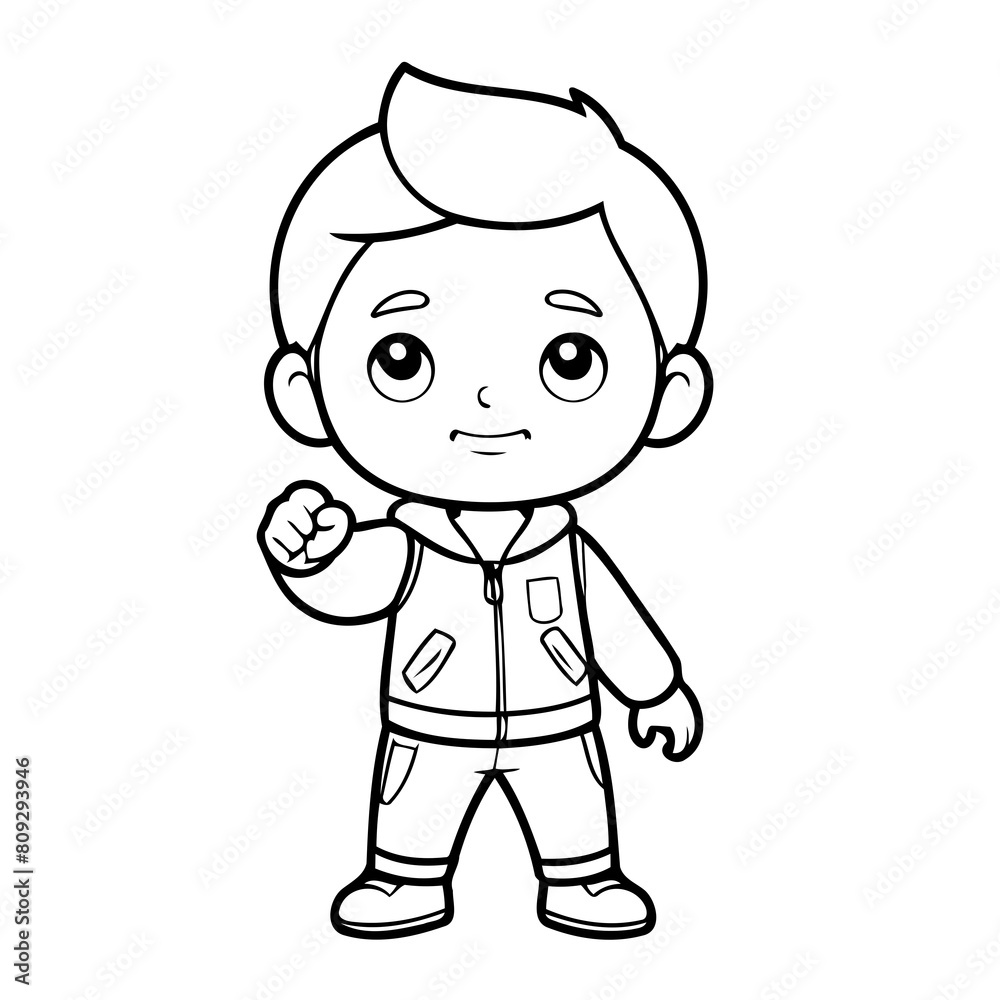 Cute vector illustration Boy drawing for kids page